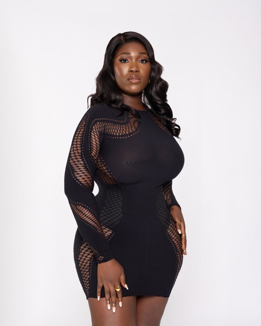 Black Siren Bodystocking Dress - EileyNova