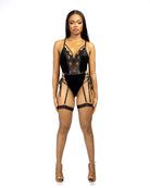 Velour Vixen Velvet Garter Bodysuit - EileyNova